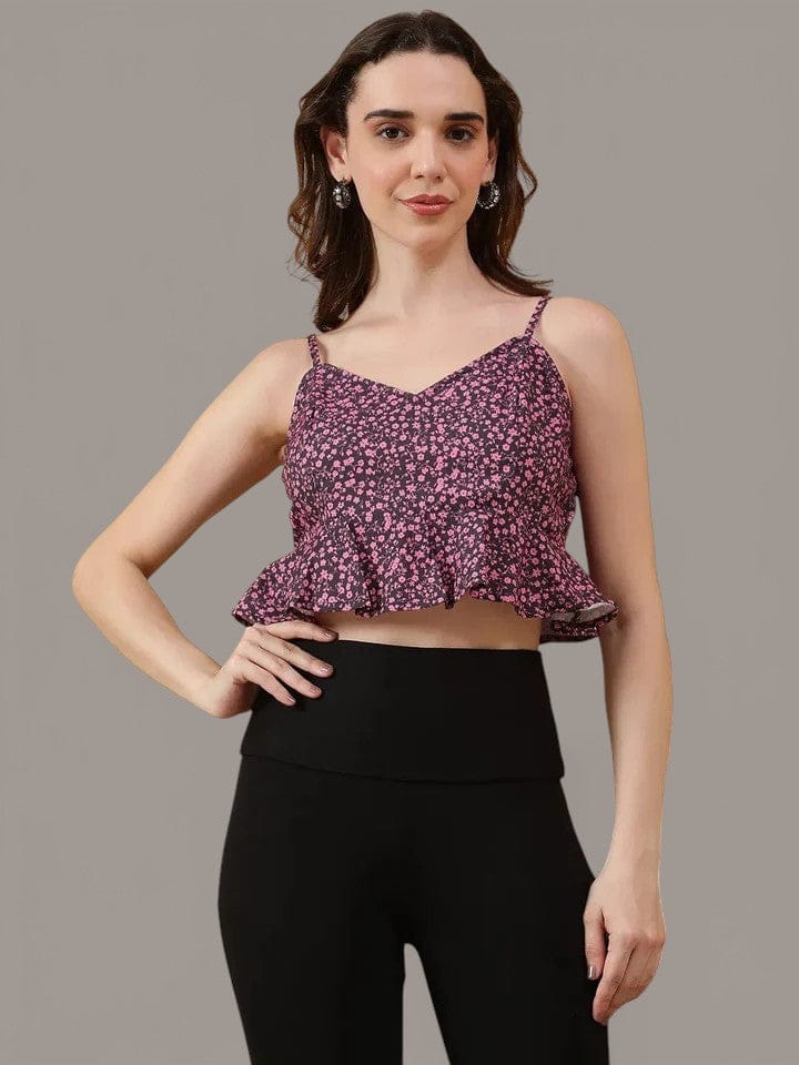 Purple Floral Print Top