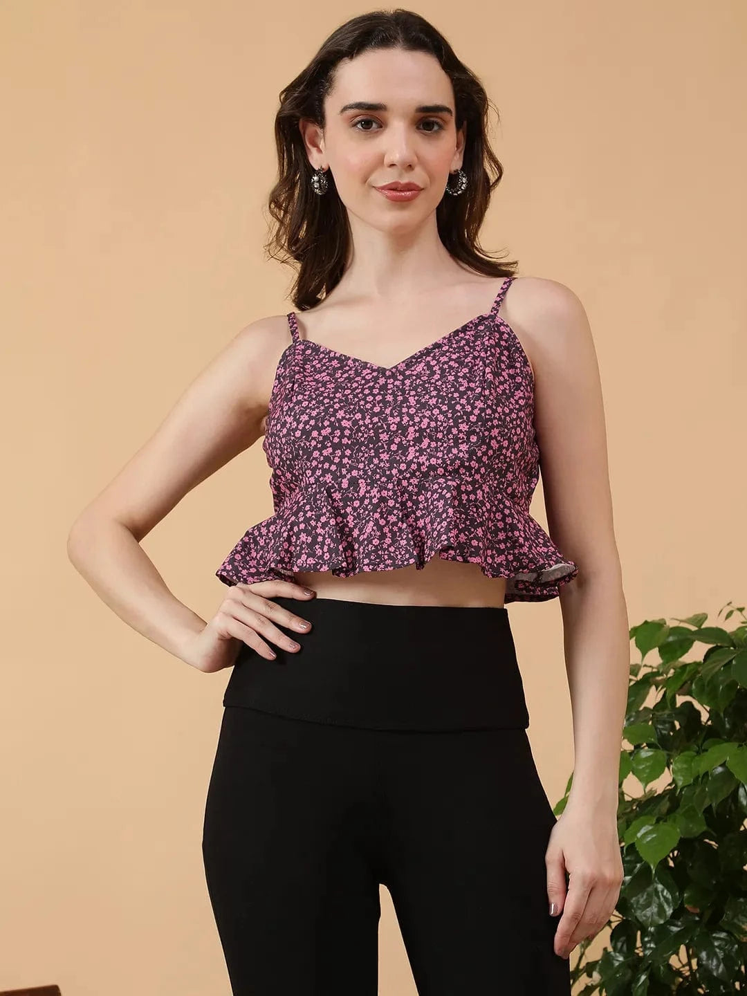 Purple Floral Print Top