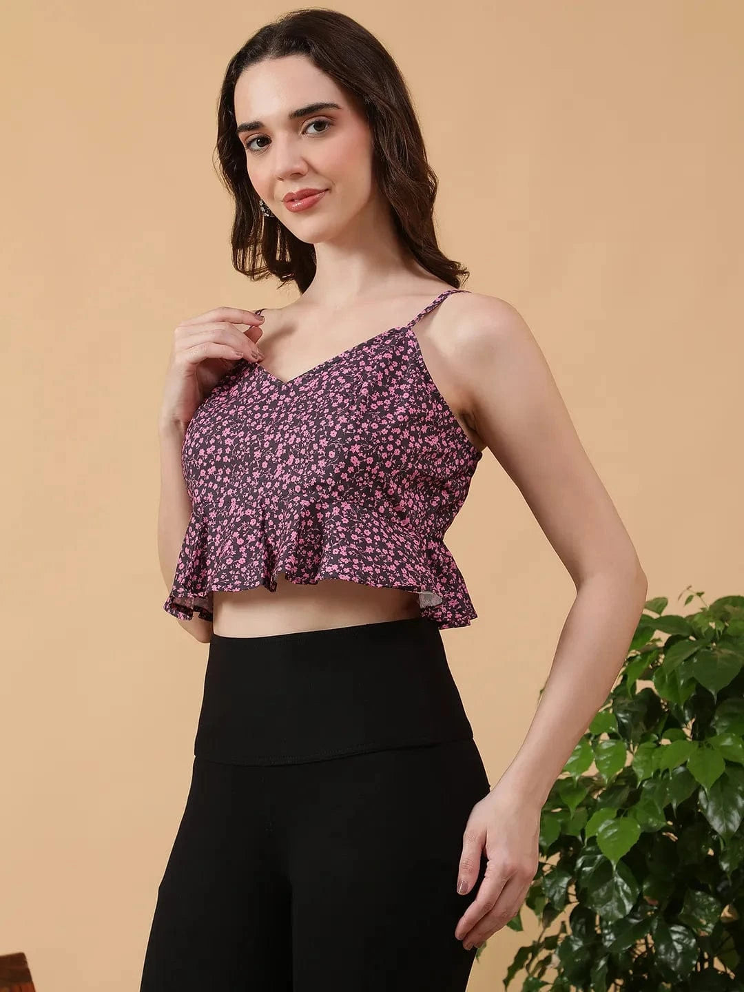 Purple Floral Print Top