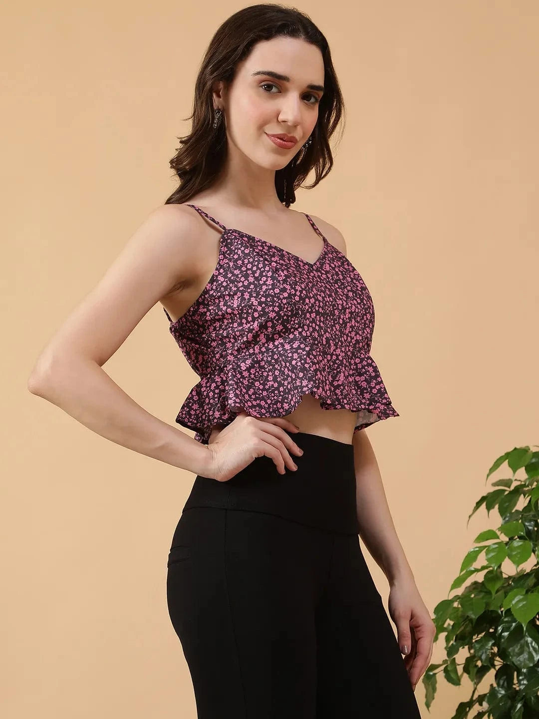 Purple Floral Print Top