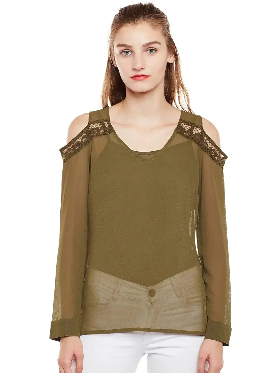 Cold-Shoulder Sheer Top - oxolloxo