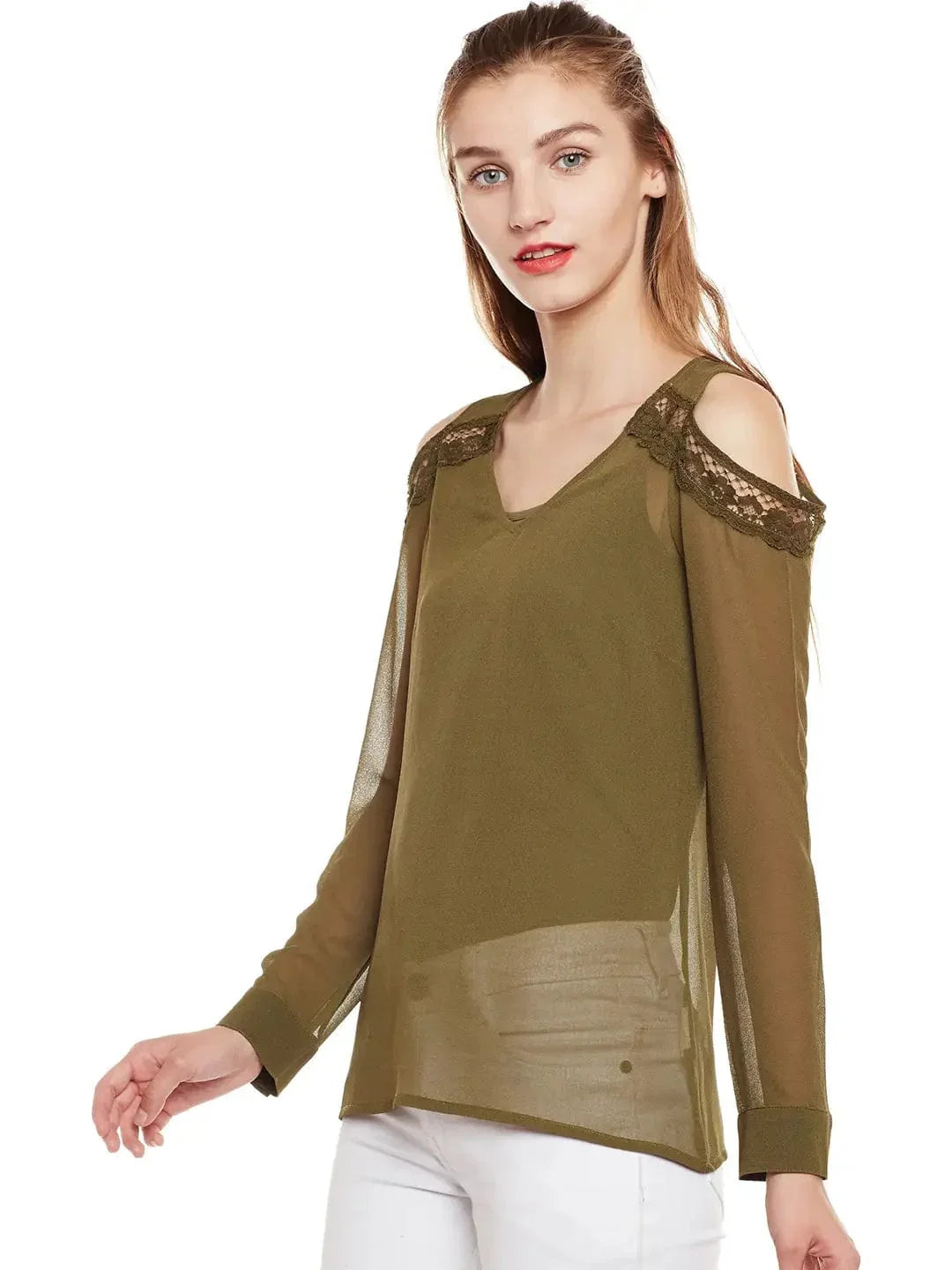 Cold-Shoulder Sheer Top - oxolloxo