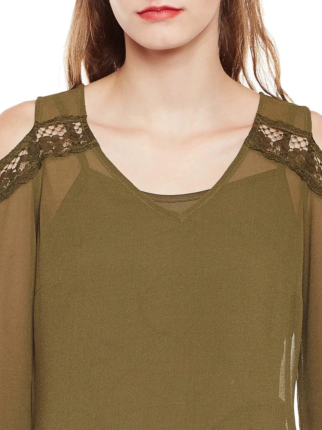 Cold-Shoulder Sheer Top - oxolloxo