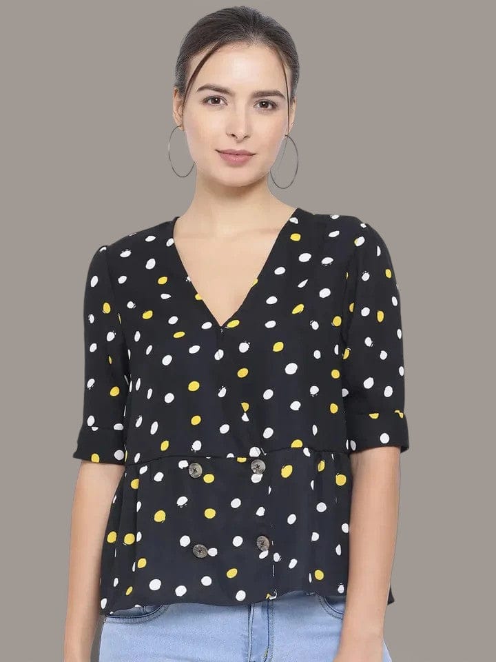 Women's Black Polka Dot Top