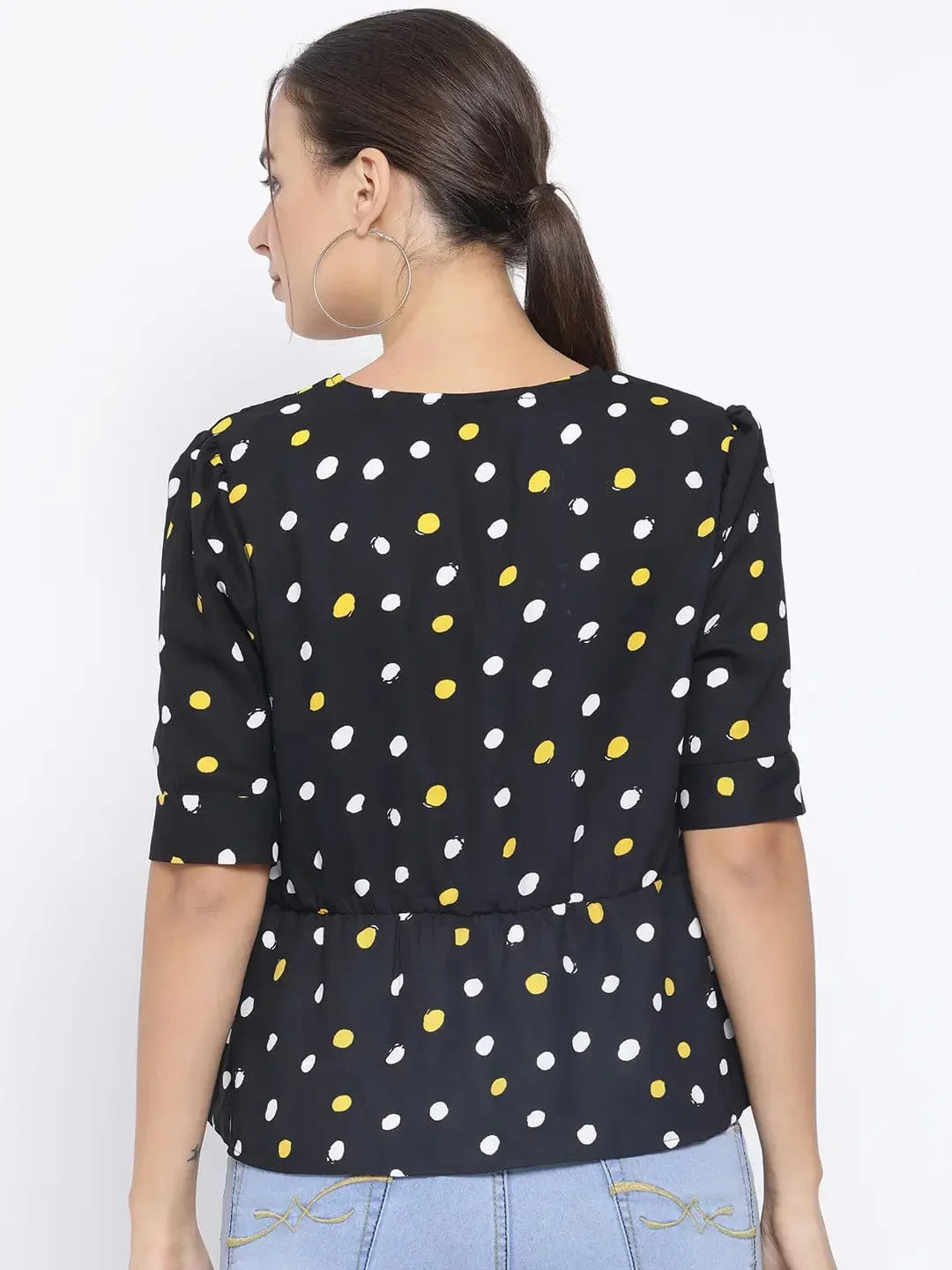 Sunshine Polka Button Womenâ€™S Top - oxolloxo