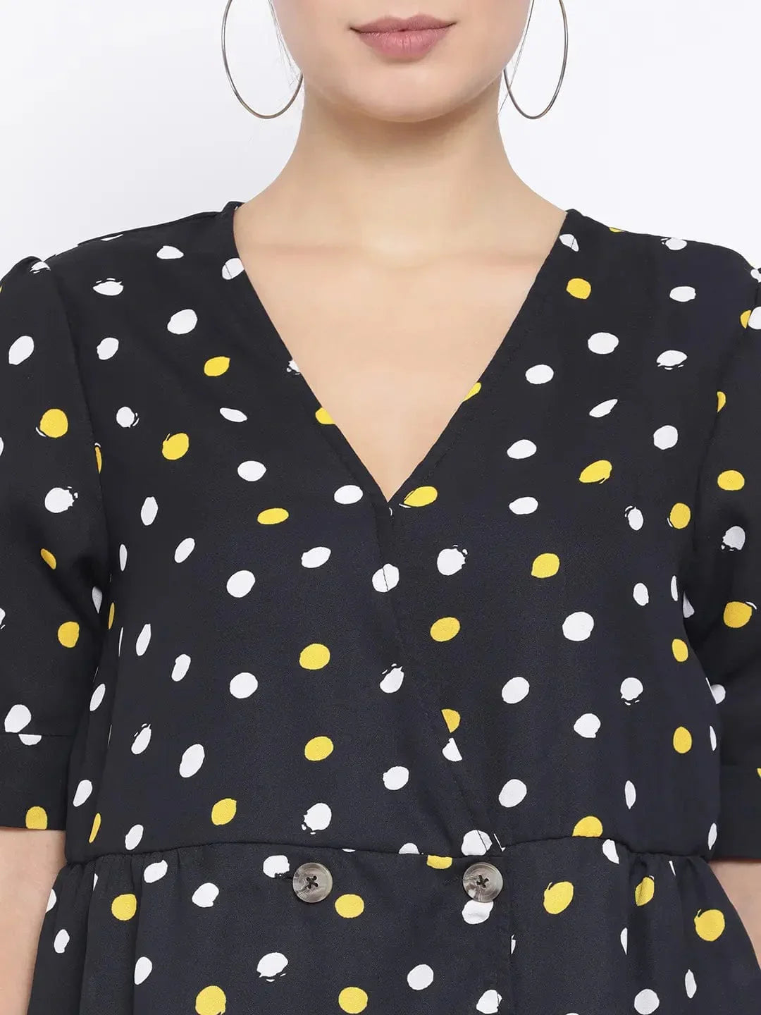 Sunshine Polka Button Womenâ€™S Top - oxolloxo