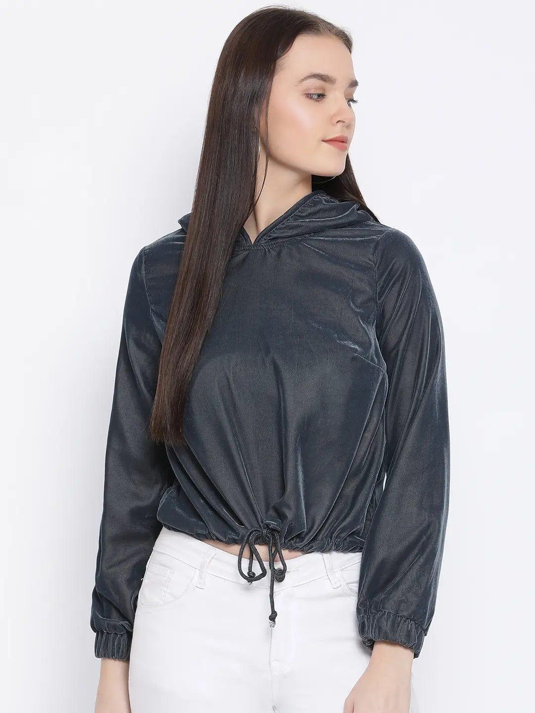 Grey Haze Velvet Women’S Bomber Jacket