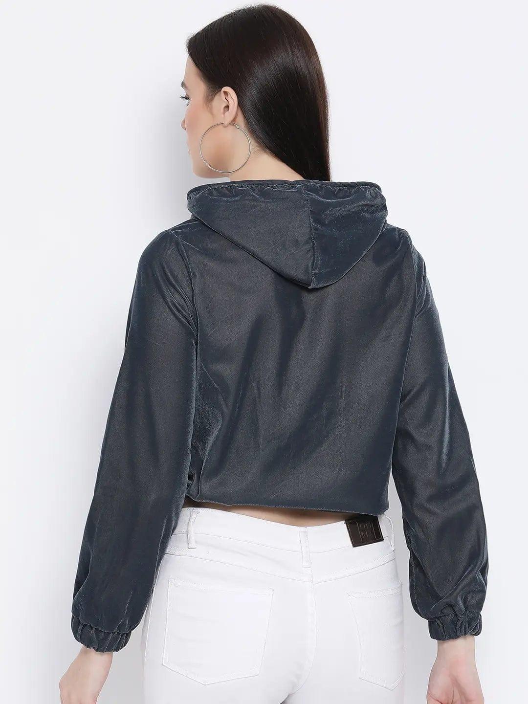 Grey Haze Velvet Women’S Bomber Jacket