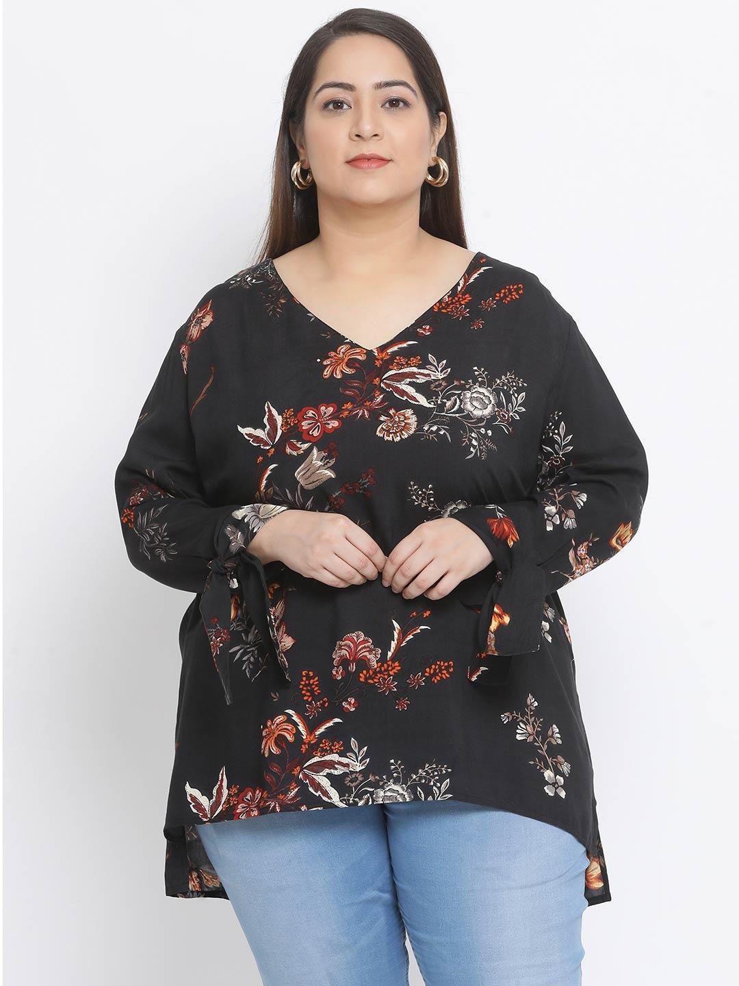 Floral Northern Light Plus Size Loopy Top For Summer Style