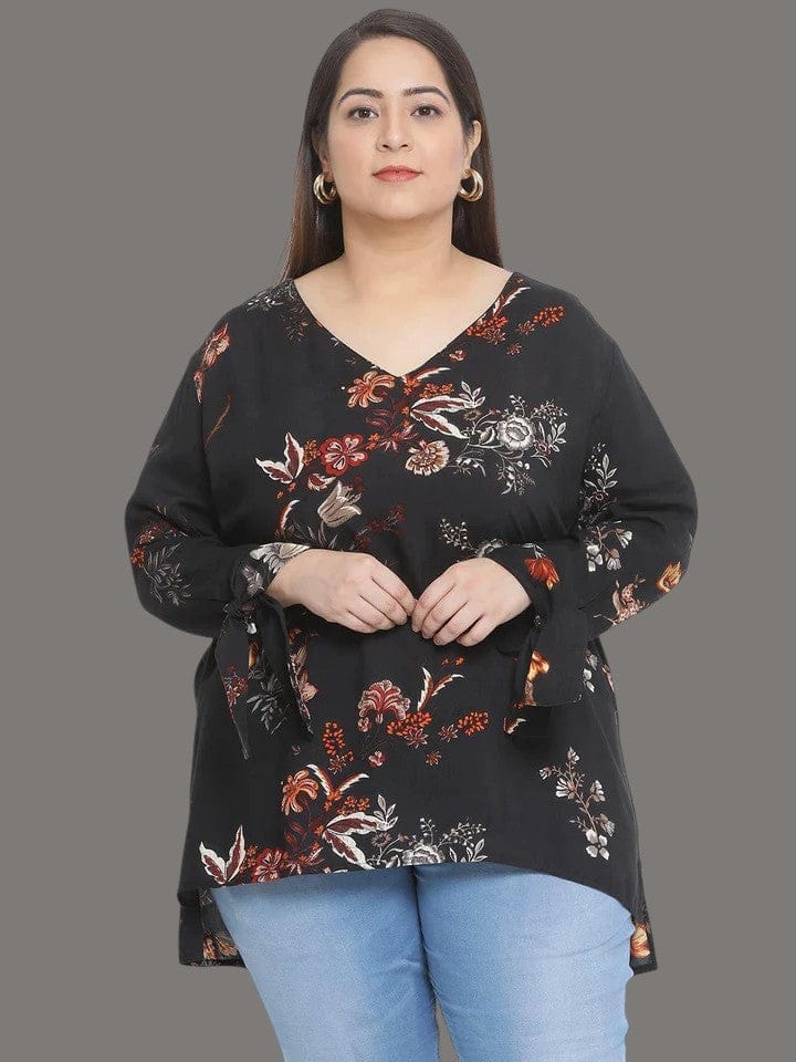 Plus Size Multicolor Floral Printed Top