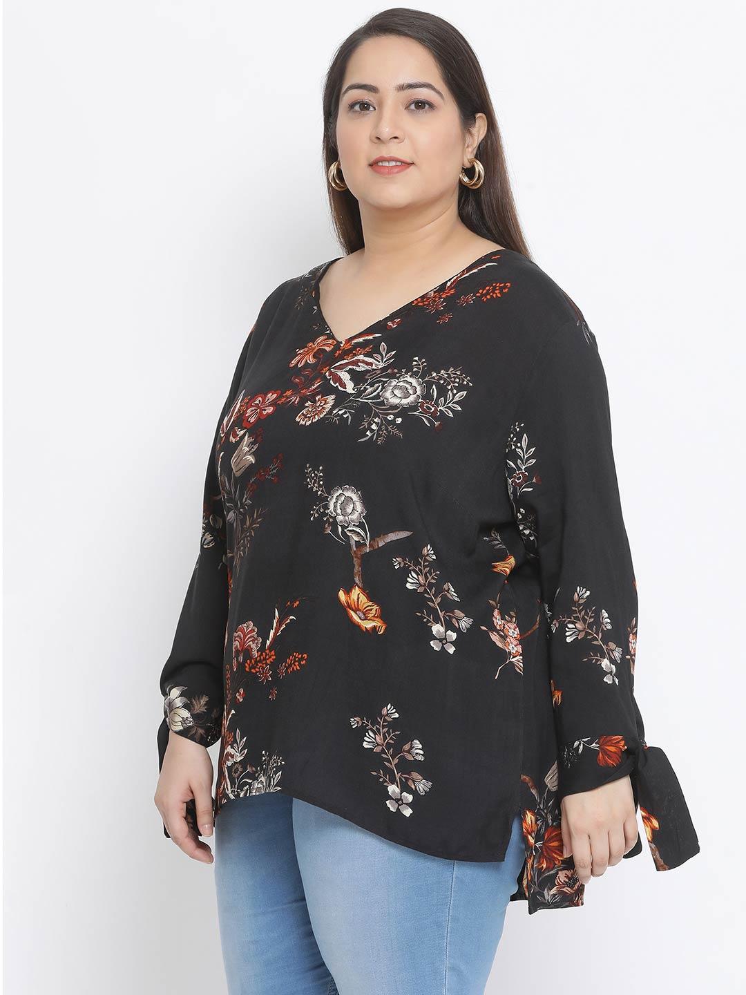 Floral Northern Light Plus Size Loopy Top For Summer Style