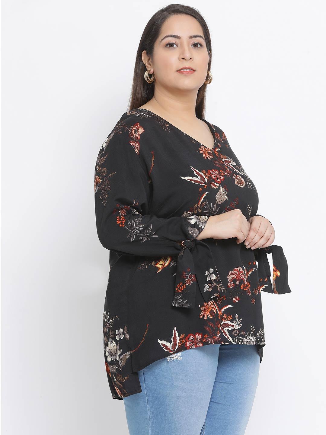 Floral Northern Light Plus Size Loopy Top For Summer Style