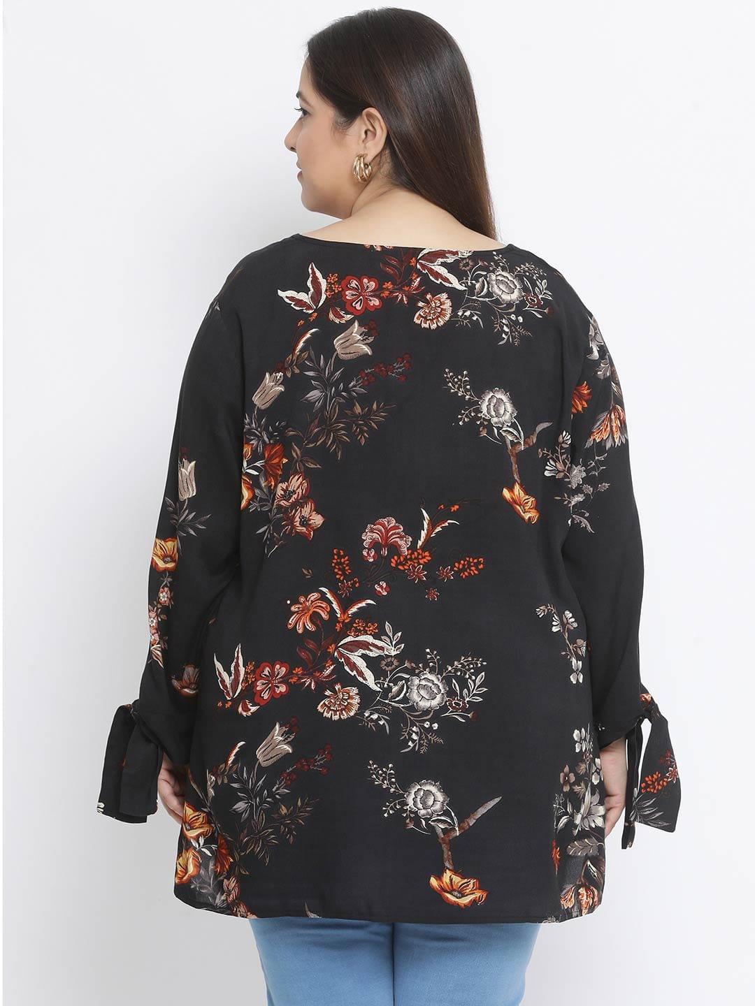 Floral Northern Light Plus Size Loopy Top For Summer Style