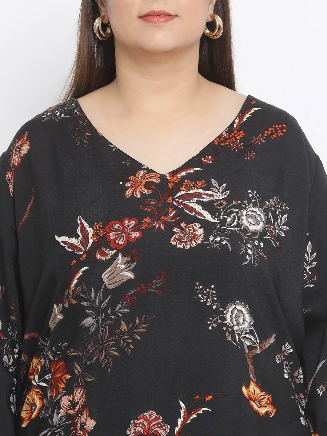 Floral Northern Light Plus Size Loopy Top For Summer Style