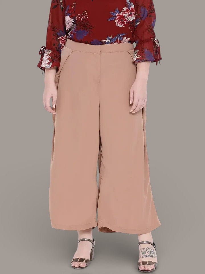 Beige Metal Plus Size Women Pant