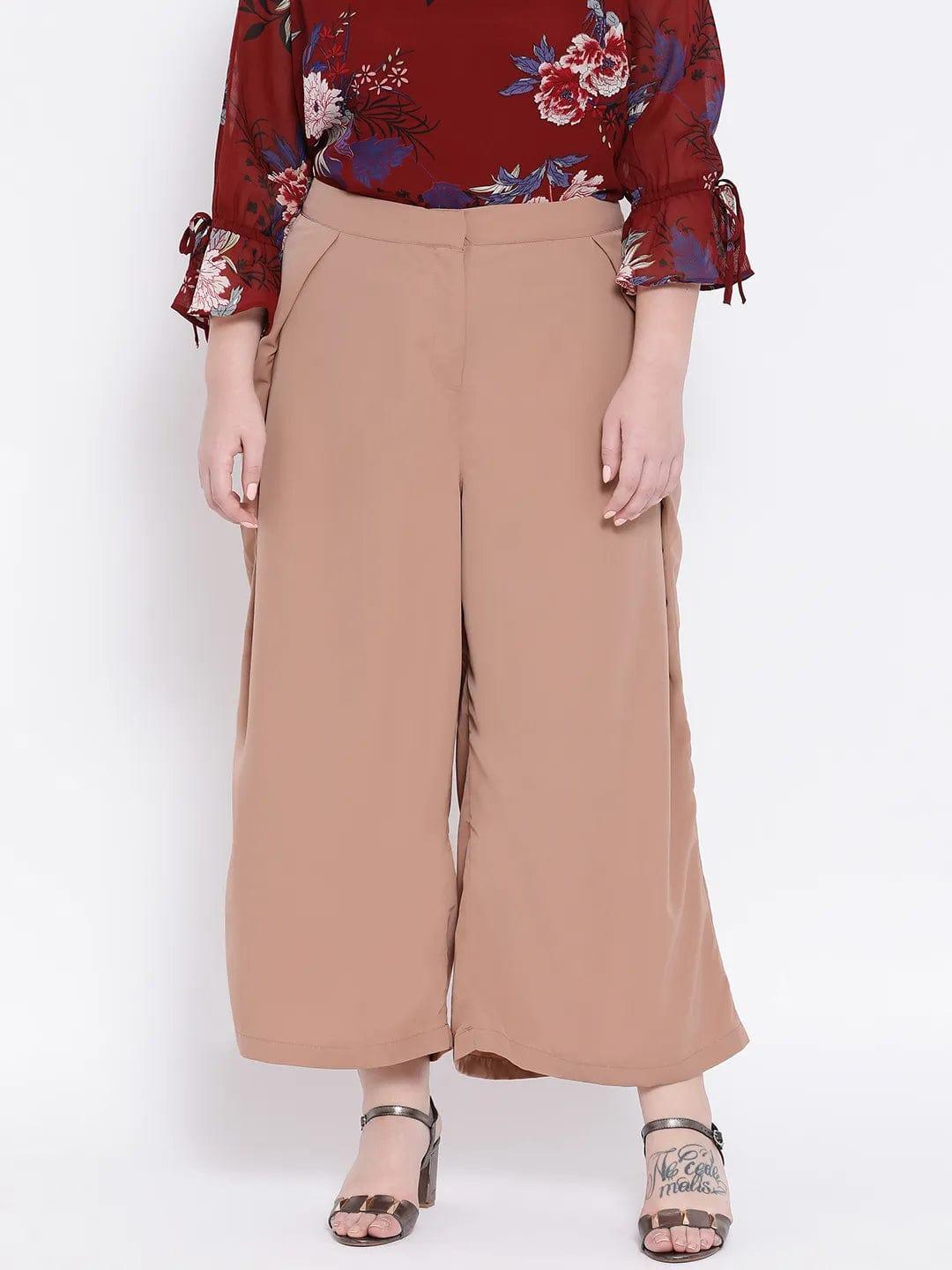 Beige Metal Plus Size Women Pant