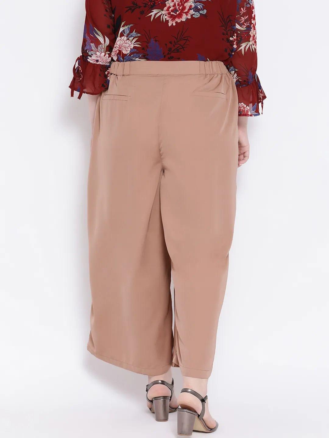 Beige Metal Plus Size Women Pant