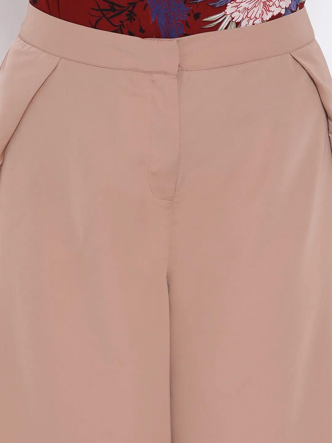 Beige Metal Plus Size Women Pant