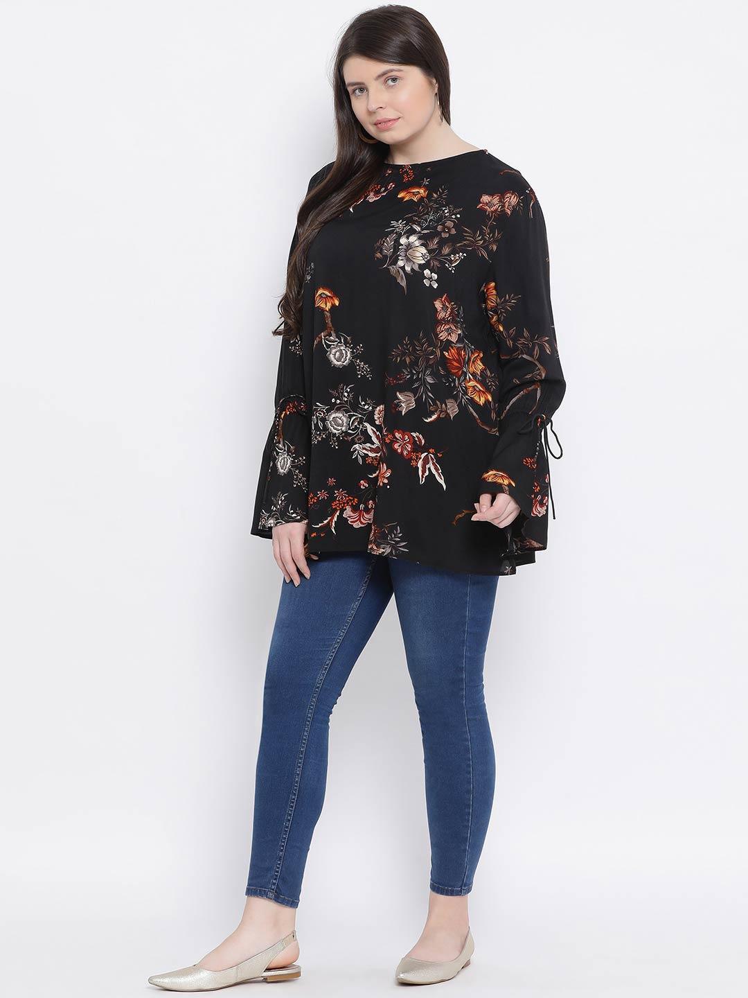 Floral Jewel Quo Plus Size Loopy Top For Stylish Women - oxolloxo