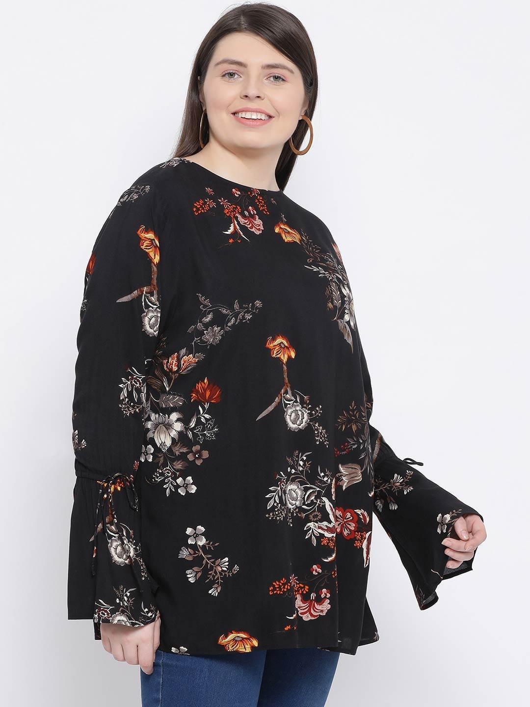 Floral Jewel Quo Plus Size Loopy Top For Stylish Women - oxolloxo