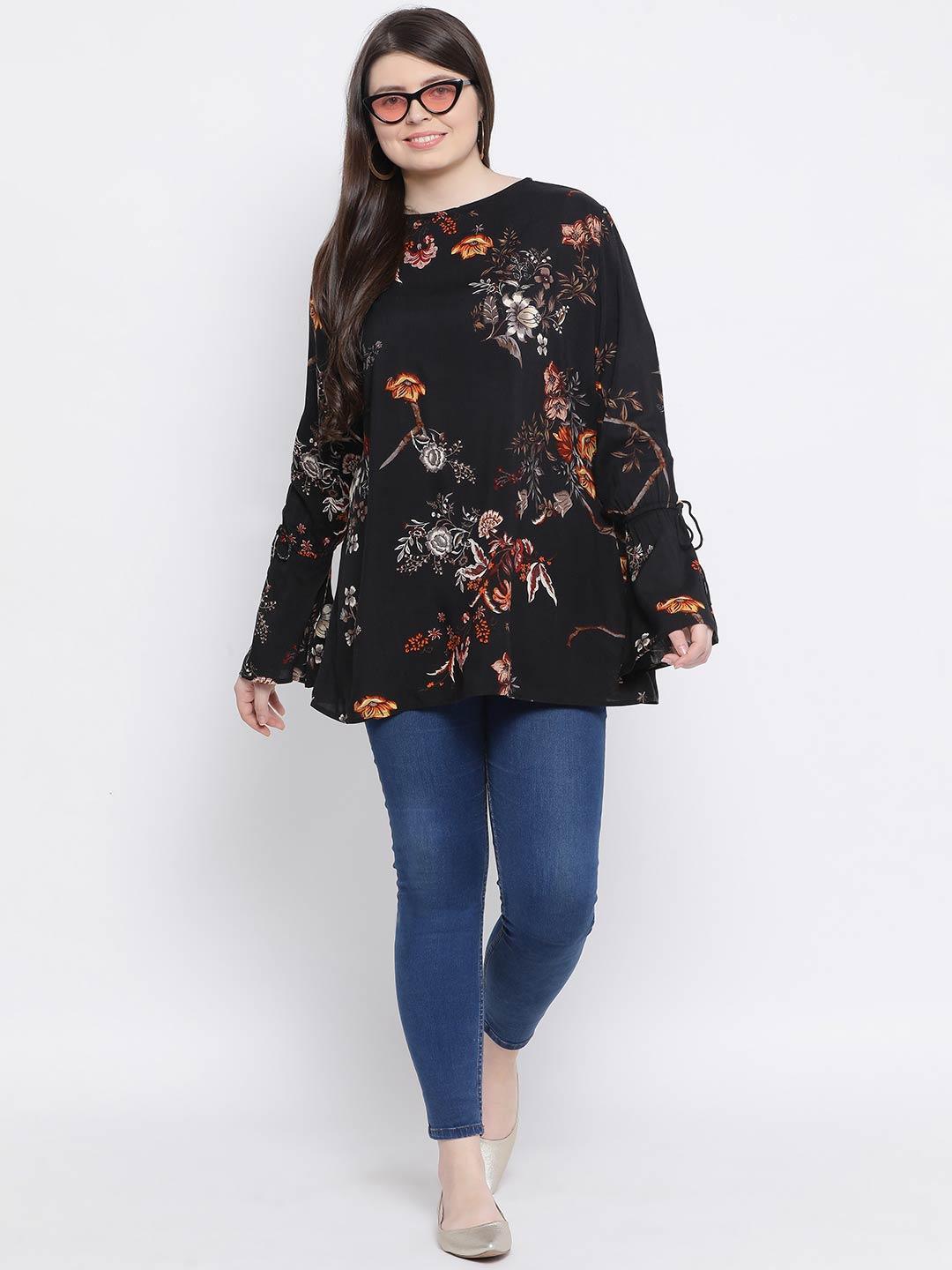 Floral Jewel Quo Plus Size Loopy Top For Stylish Women - oxolloxo