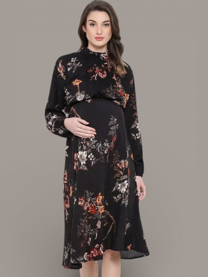 Floral Enigma Docile Maternity Dress For Expecting Moms Today