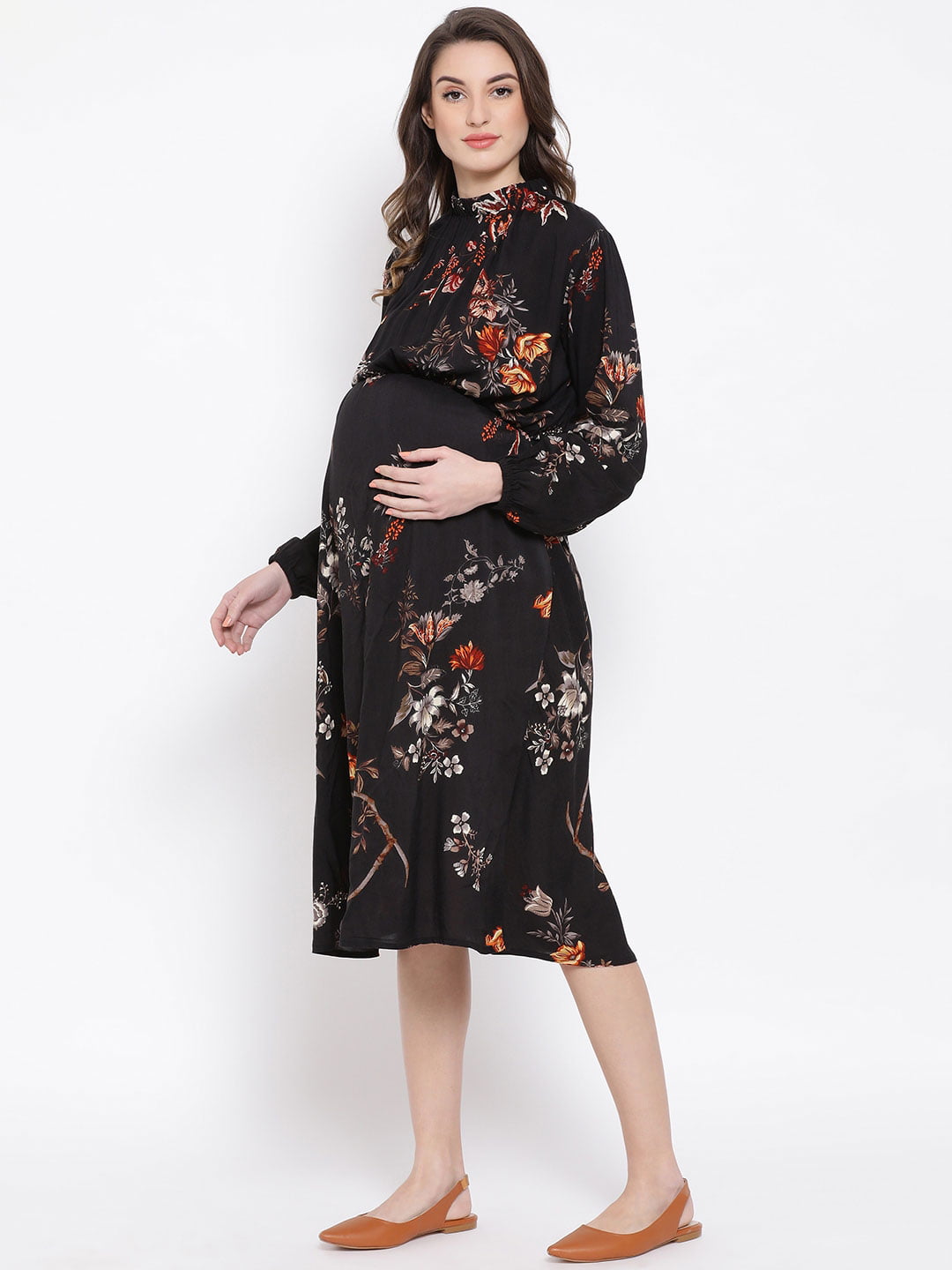 Floral Enigma Docile Maternity Dress For Expecting Moms Today