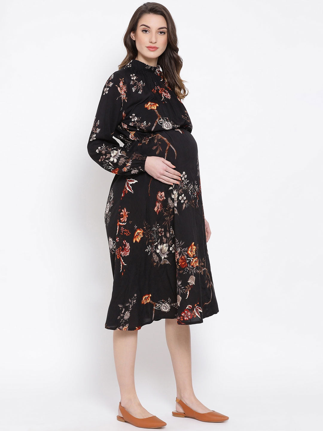 Floral Enigma Docile Maternity Dress For Expecting Moms Today