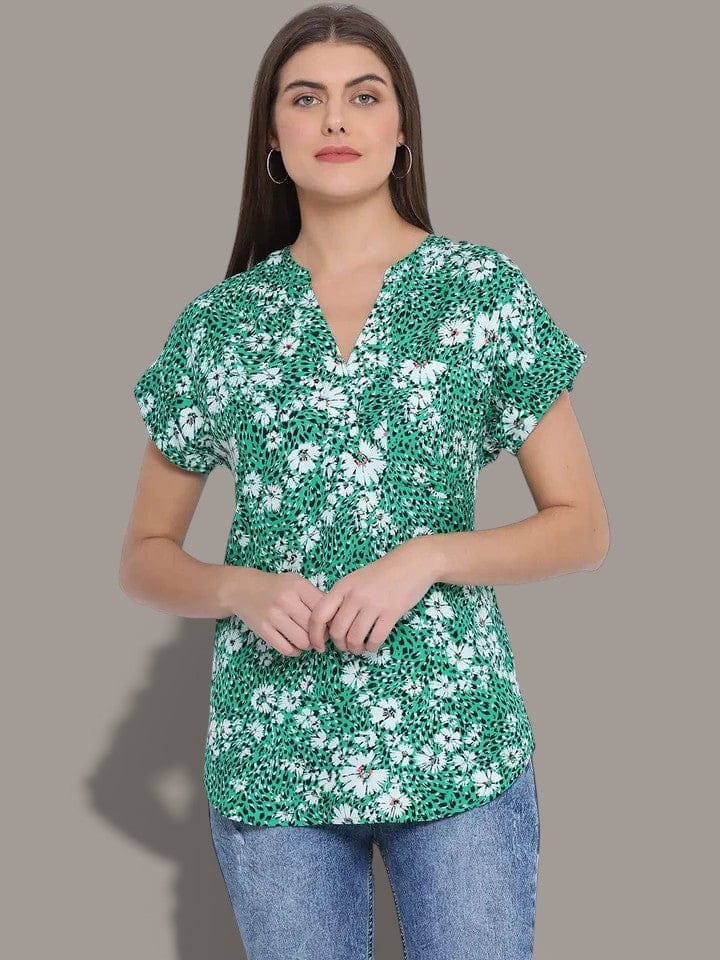 Green Printed Top