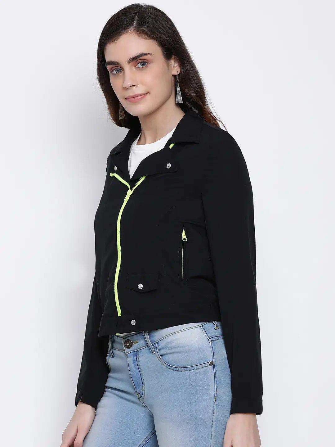 Black Aura Women Biker Jacket