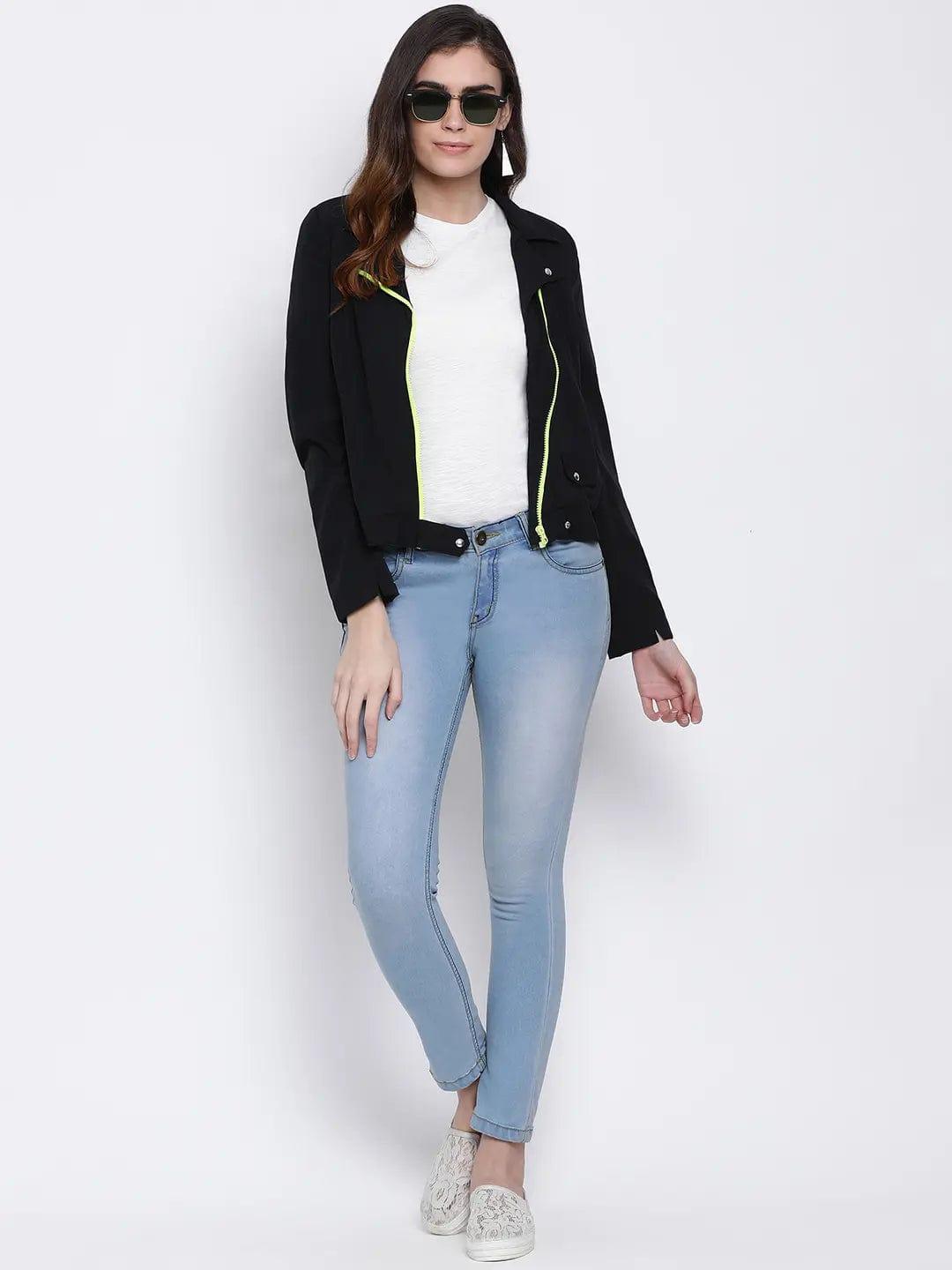 Black Aura Women Biker Jacket