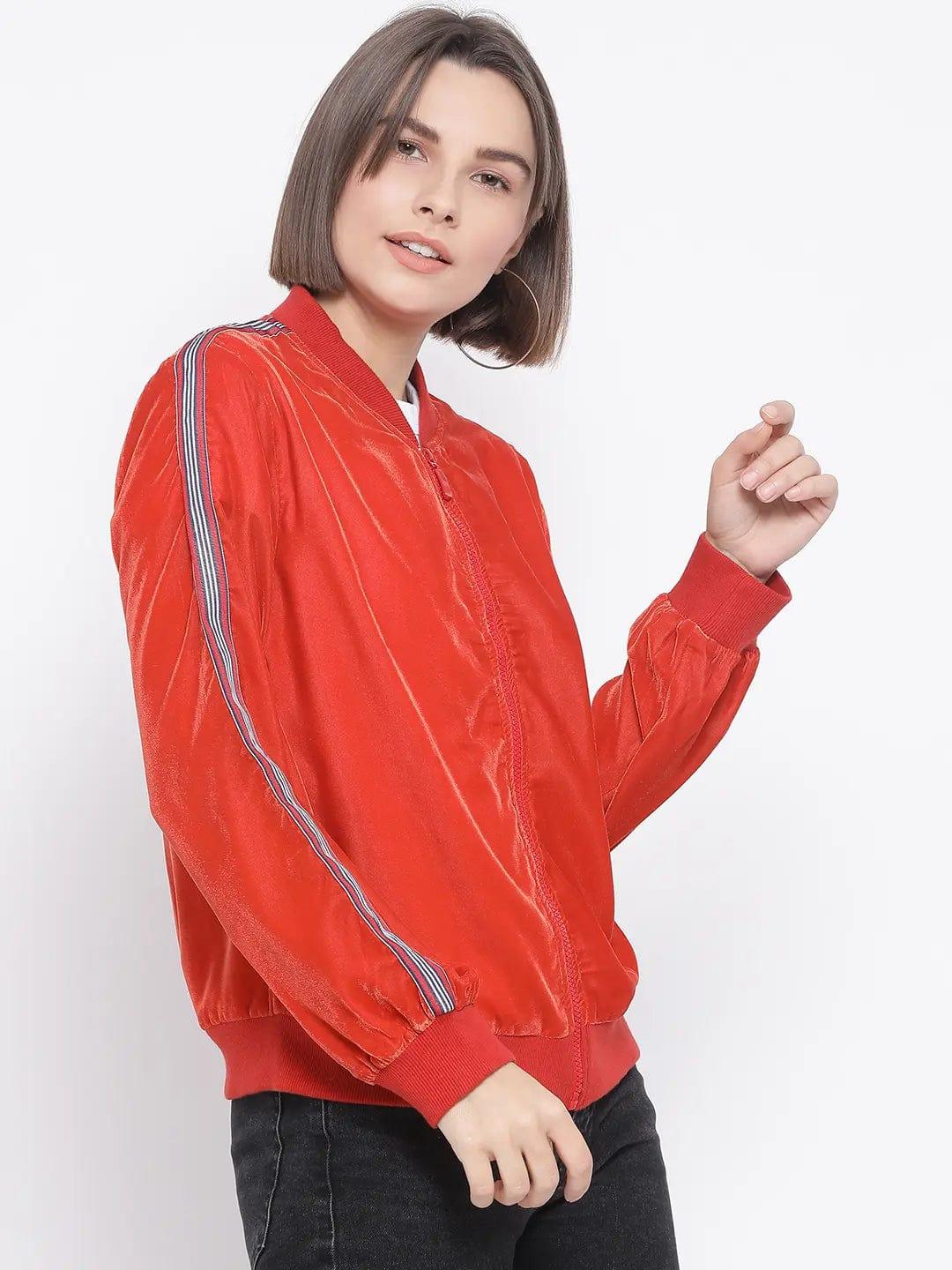 Orange Nintenduo Side Detail Women Jacket