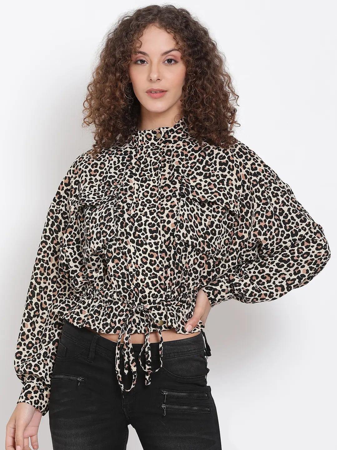 Animal Print Tie-Up Jacket