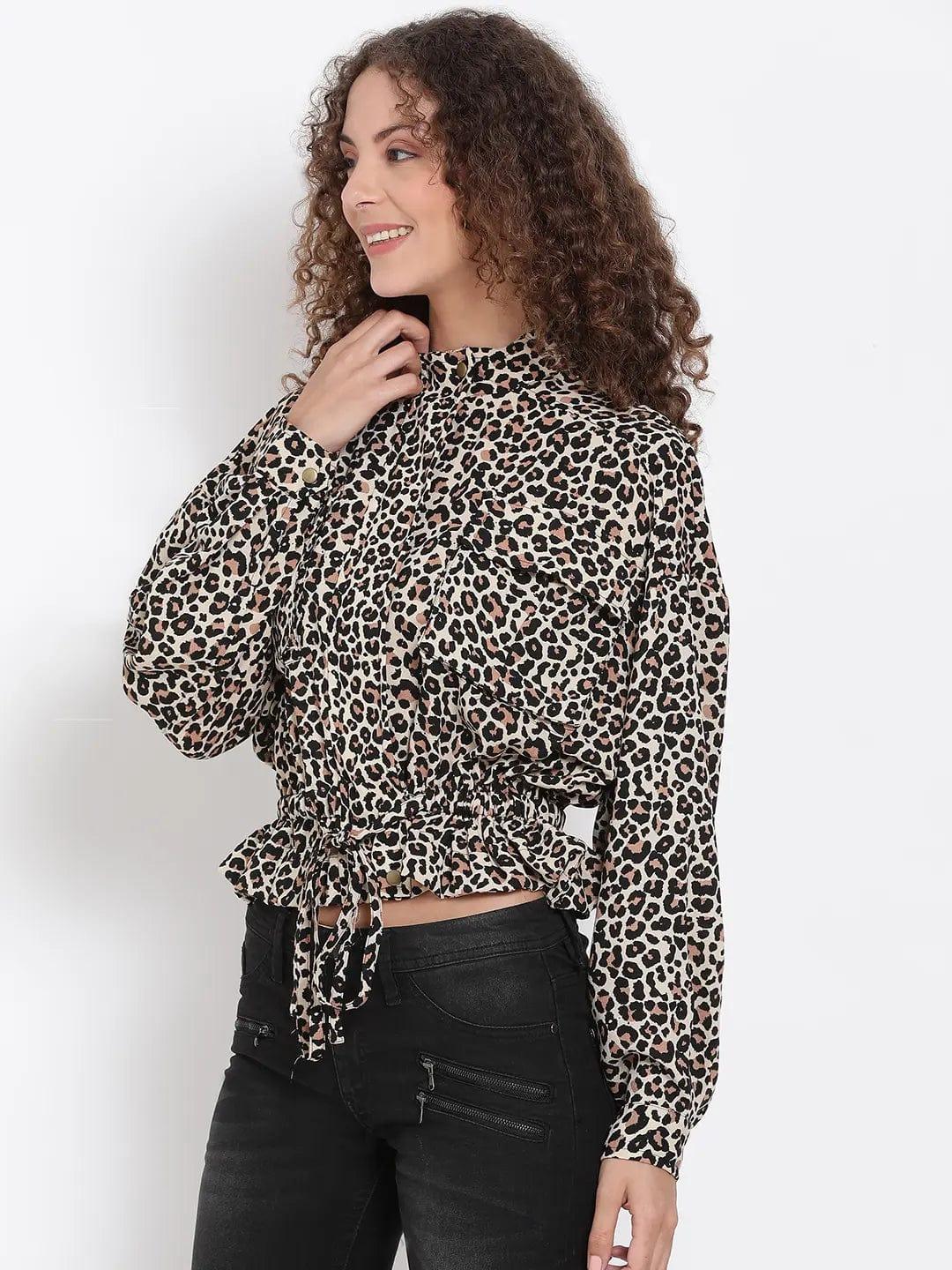 Animal Print Tie-Up Jacket