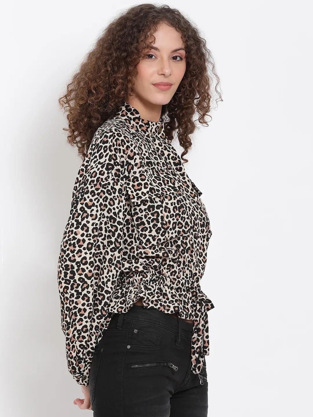 Animal Print Tie-Up Jacket