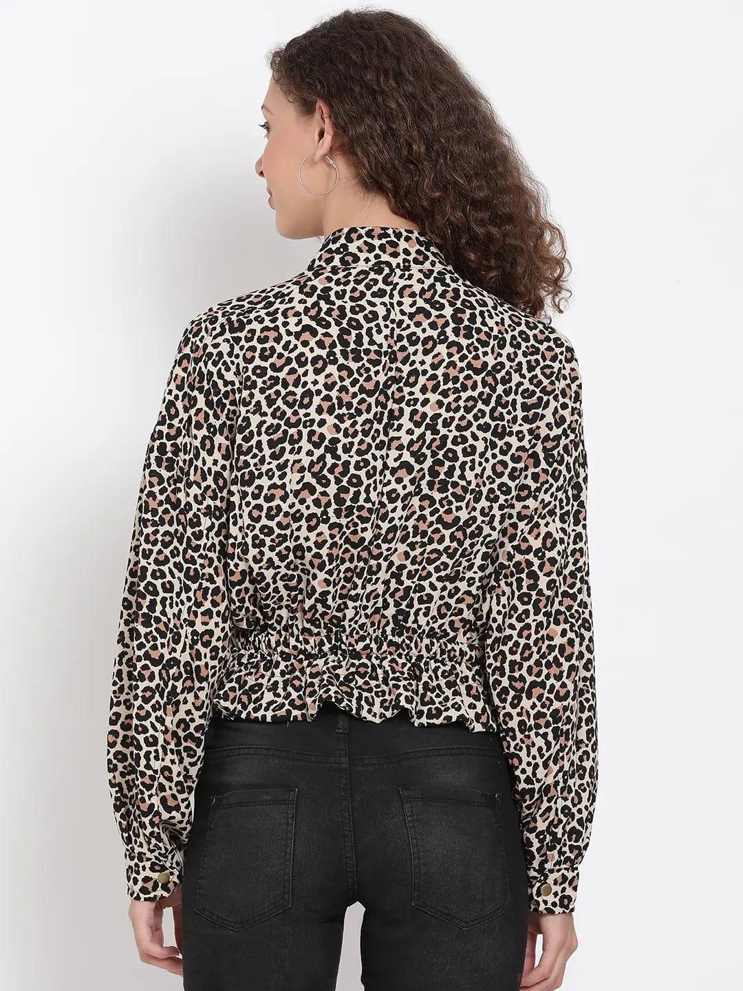 Animal Print Tie-Up Jacket