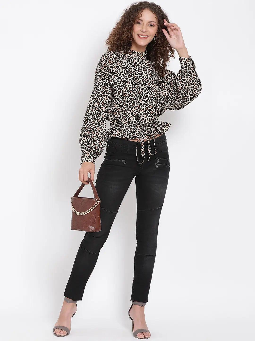 Animal Print Tie-Up Jacket