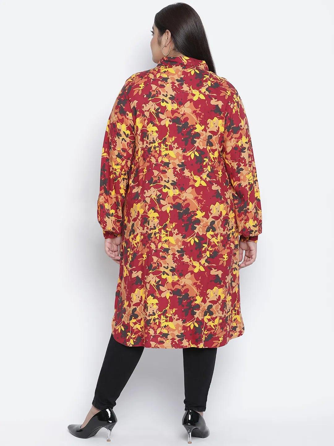 Dareing Floral Print Multicolor Plus Size Women Tunic.