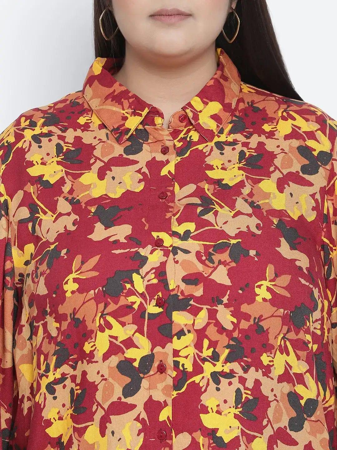 Dareing Floral Print Multicolor Plus Size Women Tunic.