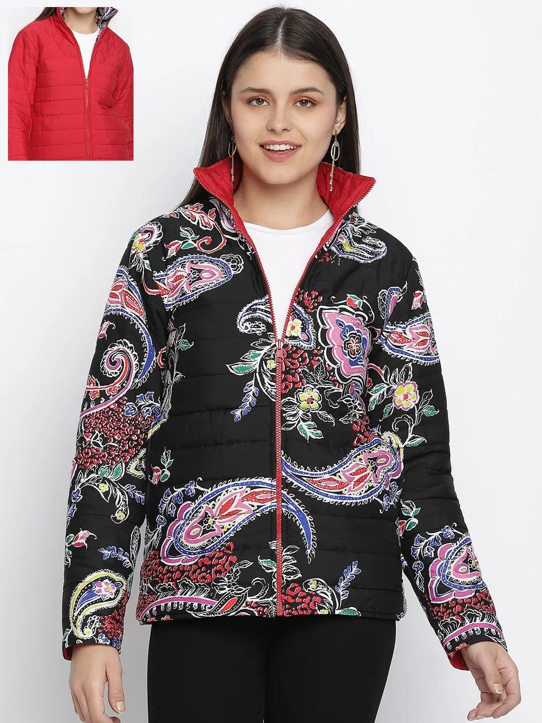 Oddity Printed Smart Print Reversible Quilted Women Jacket