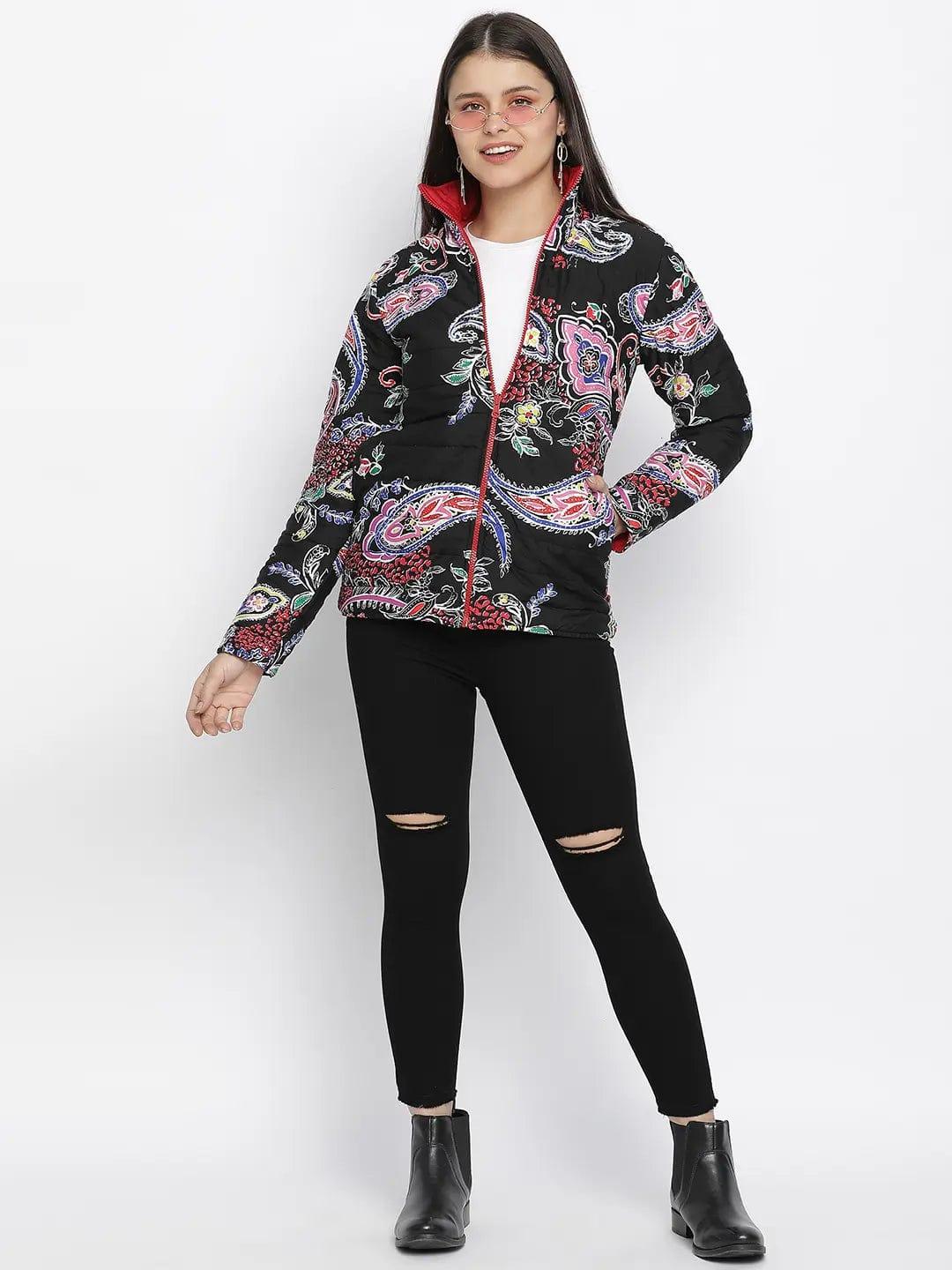 Oddity Printed Smart Print Reversible Quilted Women Jacket