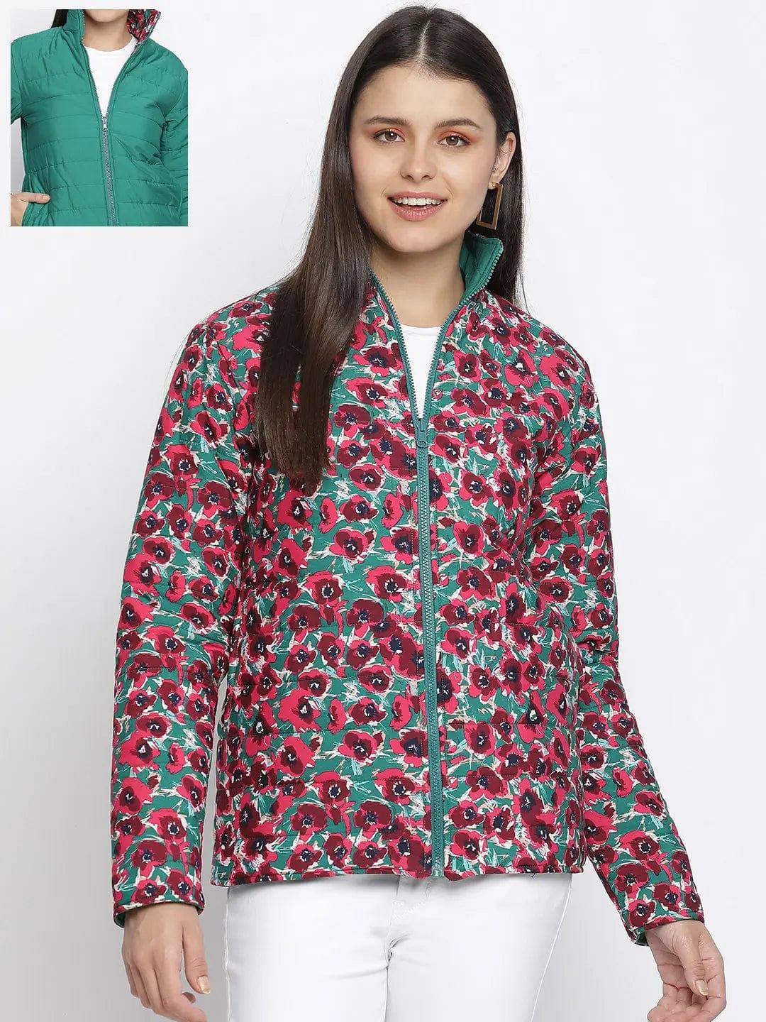 Sweetheart Floralratic Reversible Quilted Women Jacket