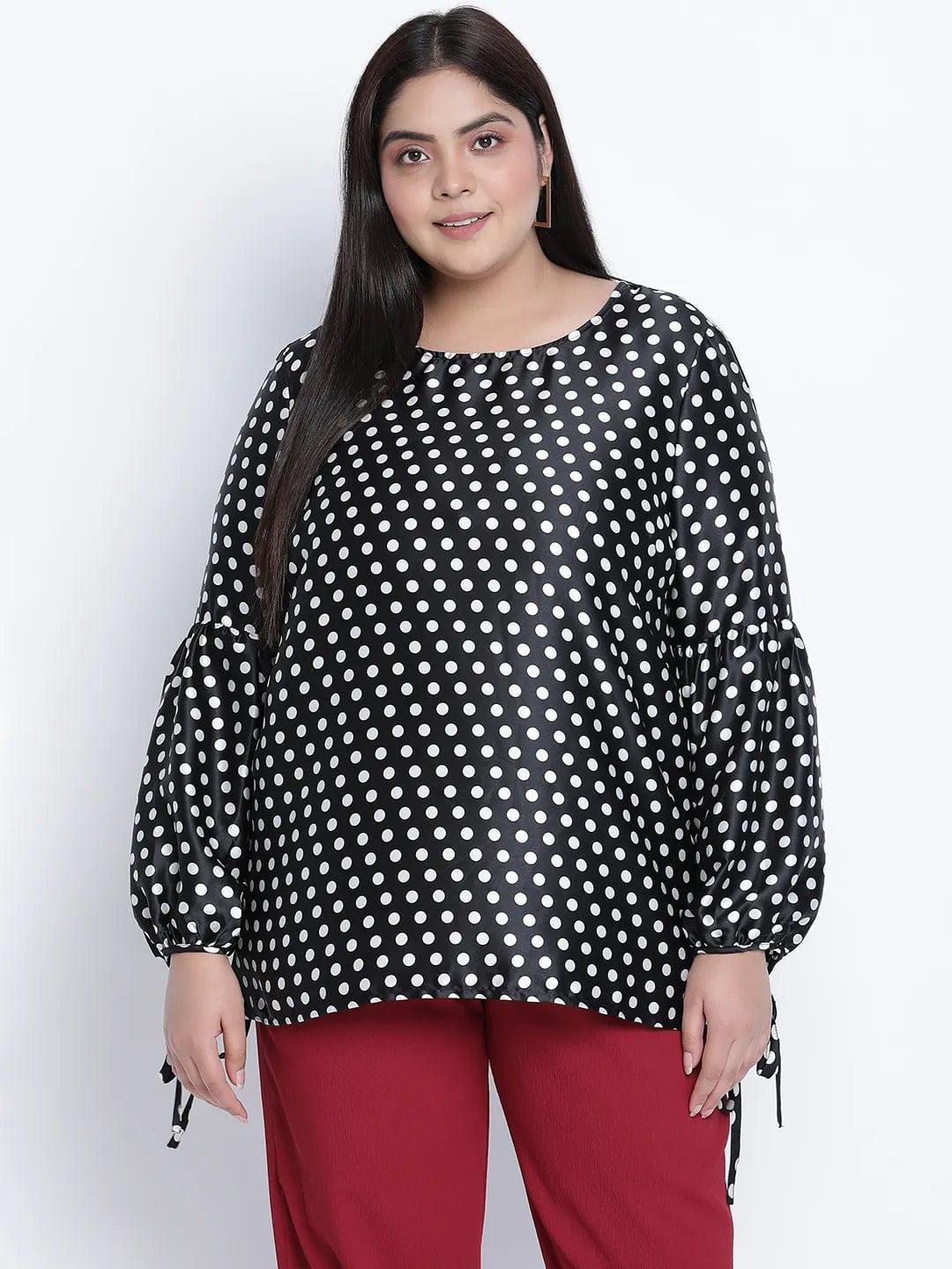 Jaattic Black Polka Dot Plus Size Top