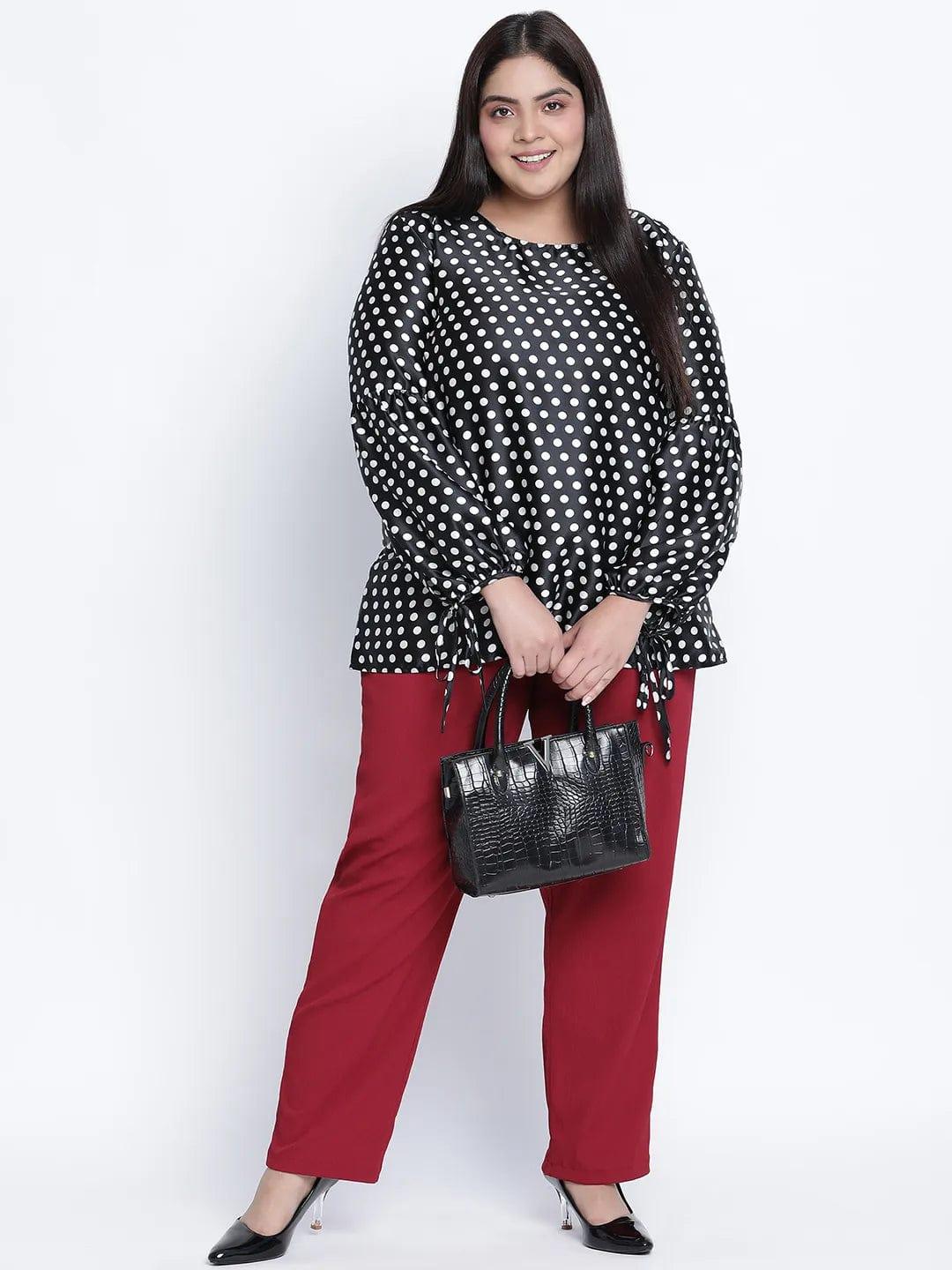 Jaattic Black Polka Dot Plus Size Top