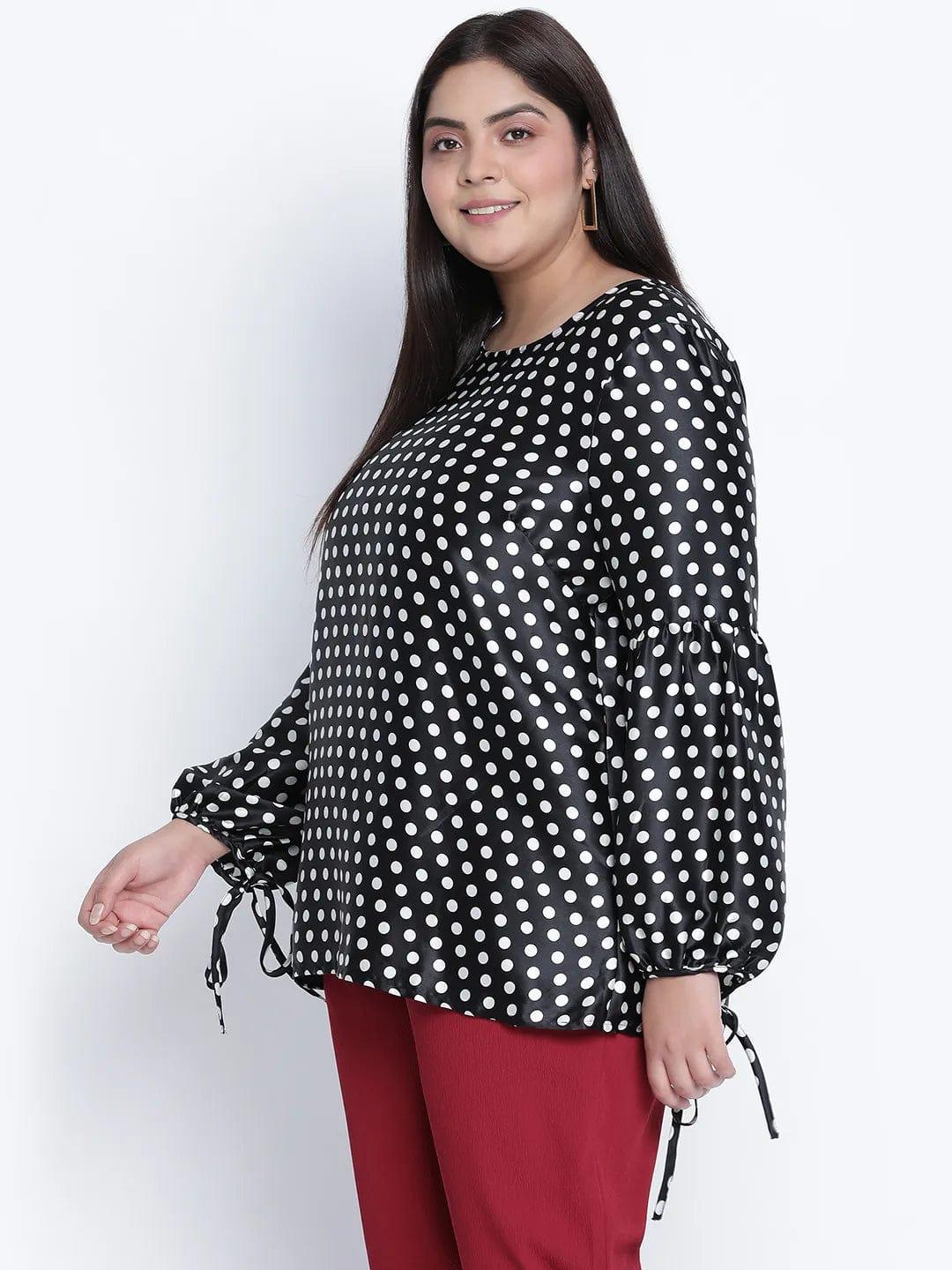 Jaattic Black Polka Dot Plus Size Top