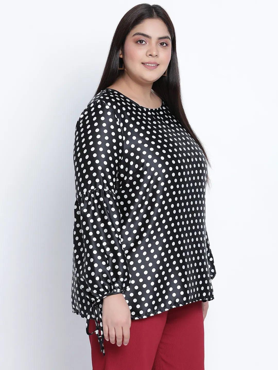 Jaattic Black Polka Dot Plus Size Top