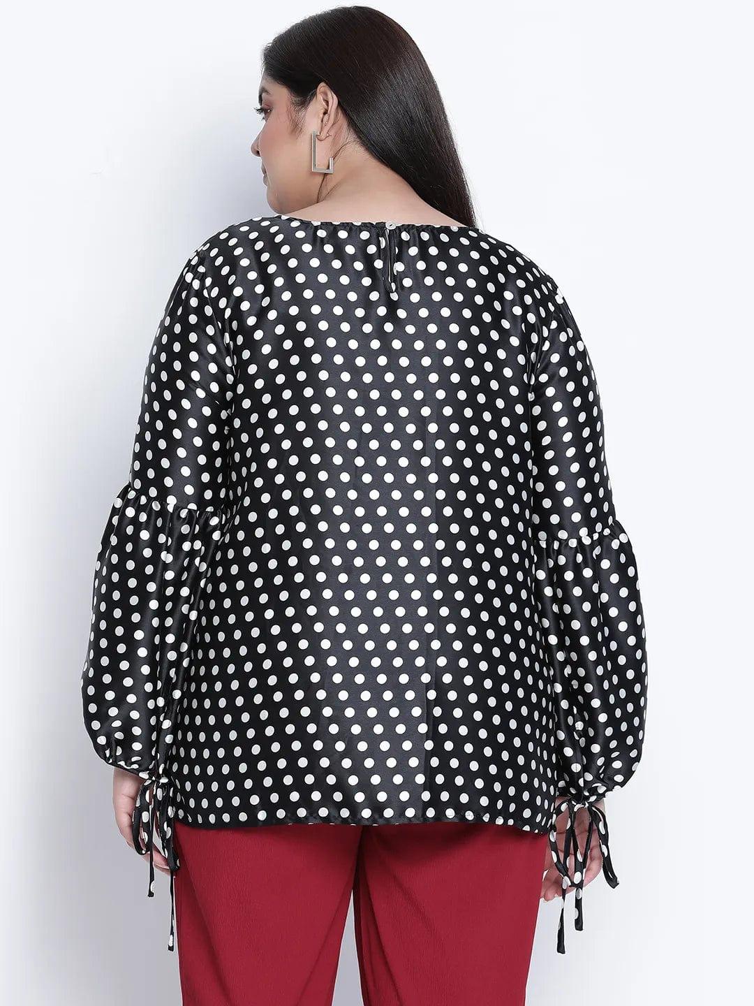 Jaattic Black Polka Dot Plus Size Top