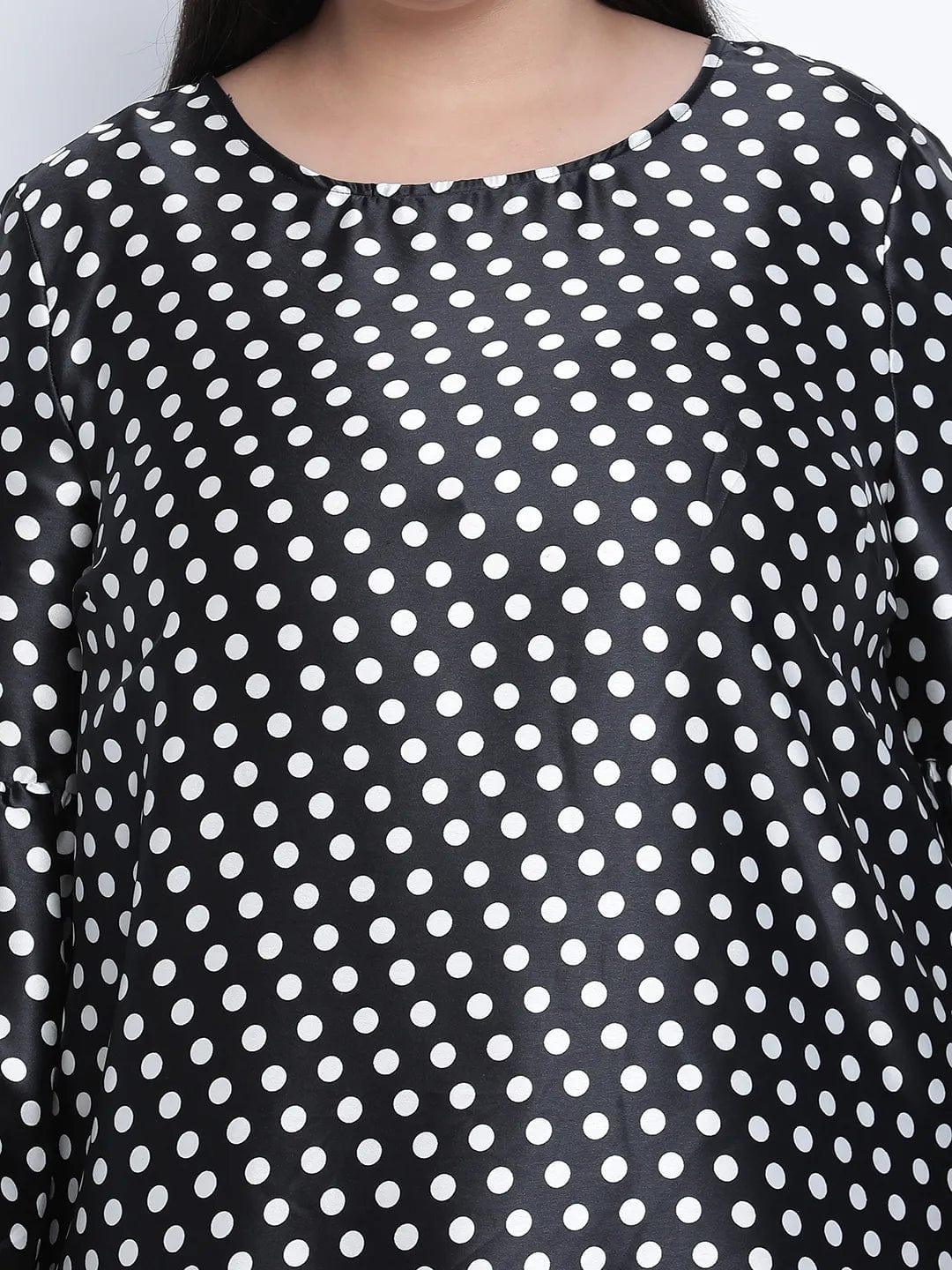 Jaattic Black Polka Dot Plus Size Top