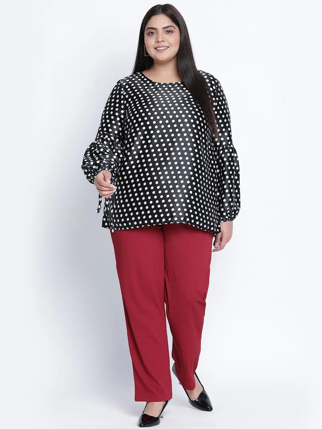 Jaattic Black Polka Dot Plus Size Top