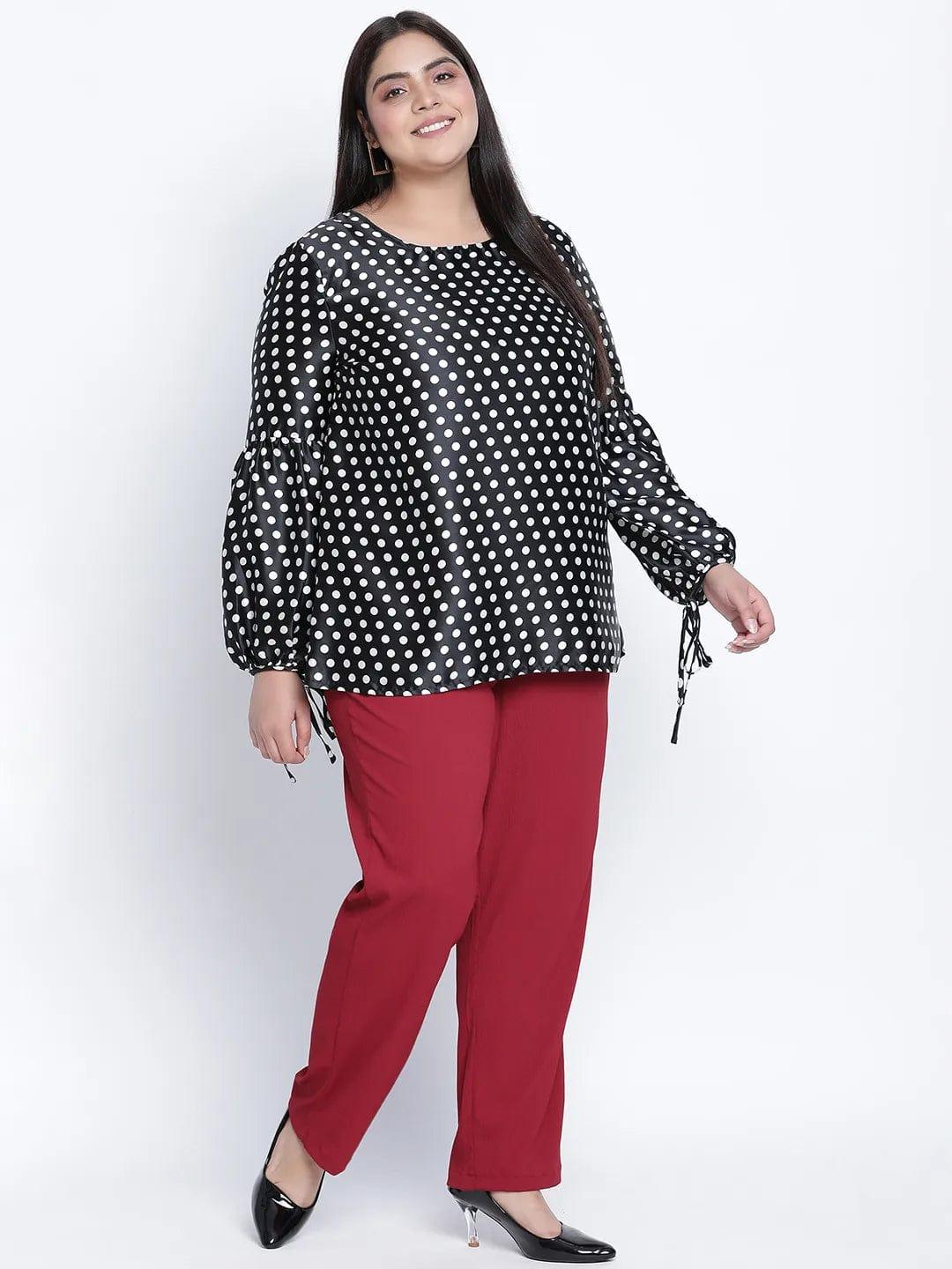 Jaattic Black Polka Dot Plus Size Top